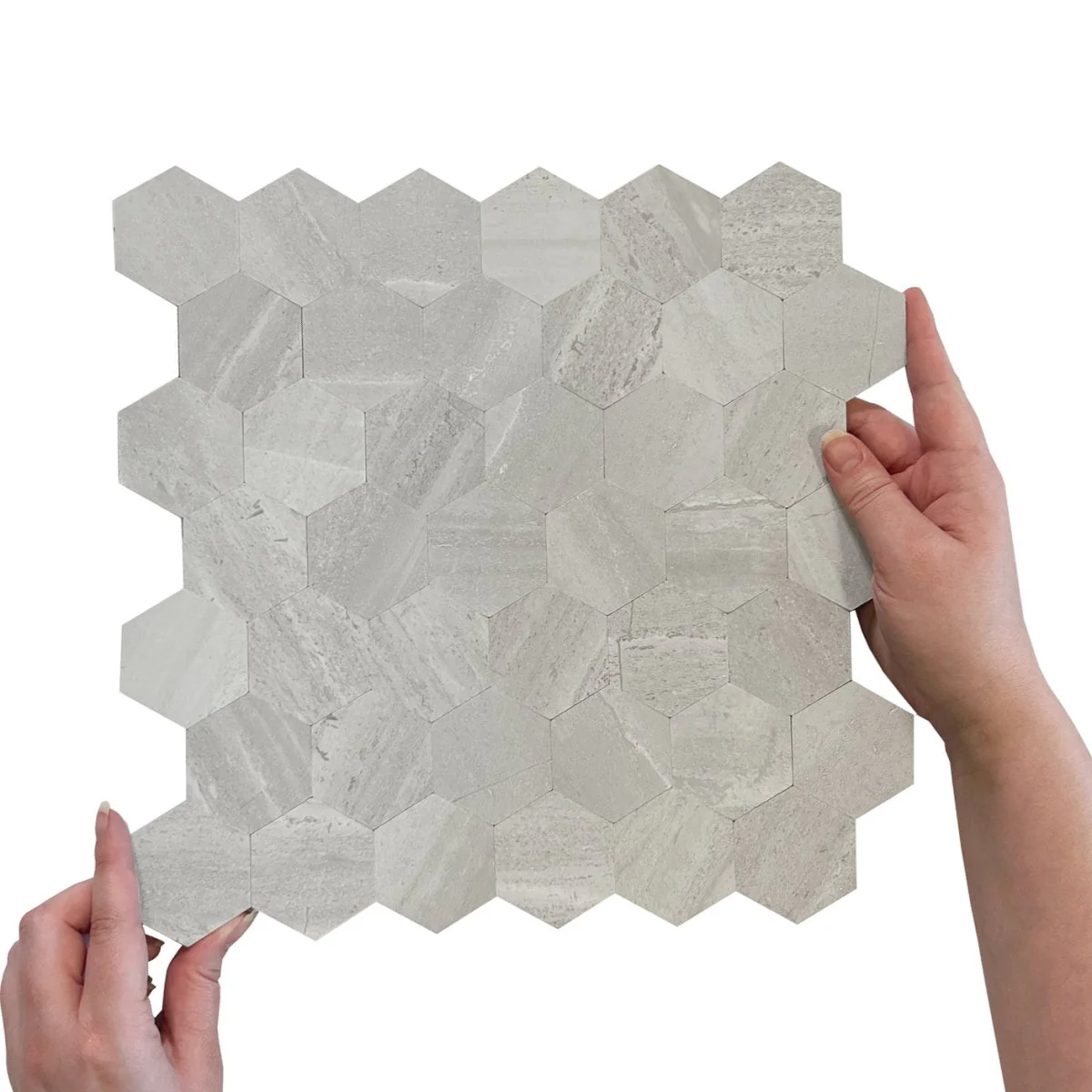 Vareprøve: Hexagon lysegrå betong selvklebende veggfliser - Image 3