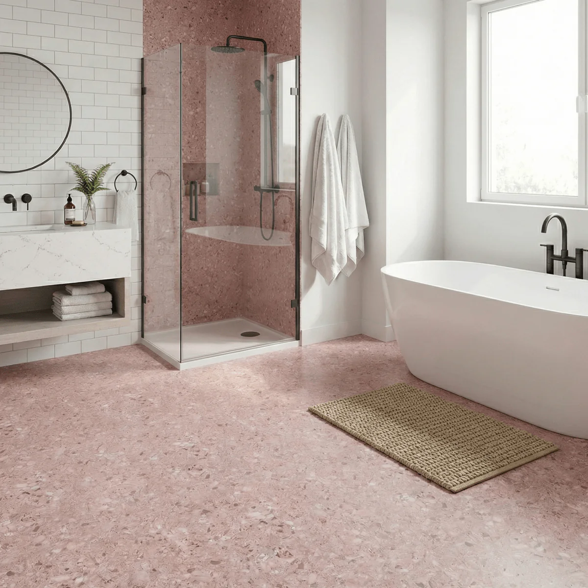 Vareprøve: Lisboa Terrazzo rosé selvklebende fliser - Image 2
