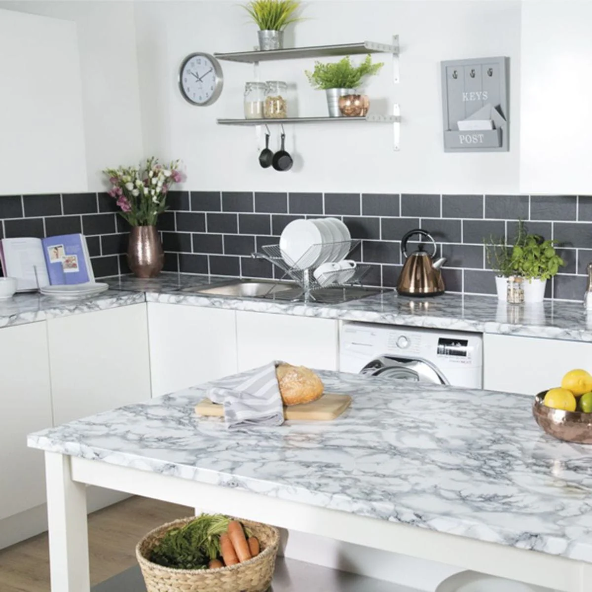 Vareprøve: Marmor hvit/sort kontaktplast - Image 4