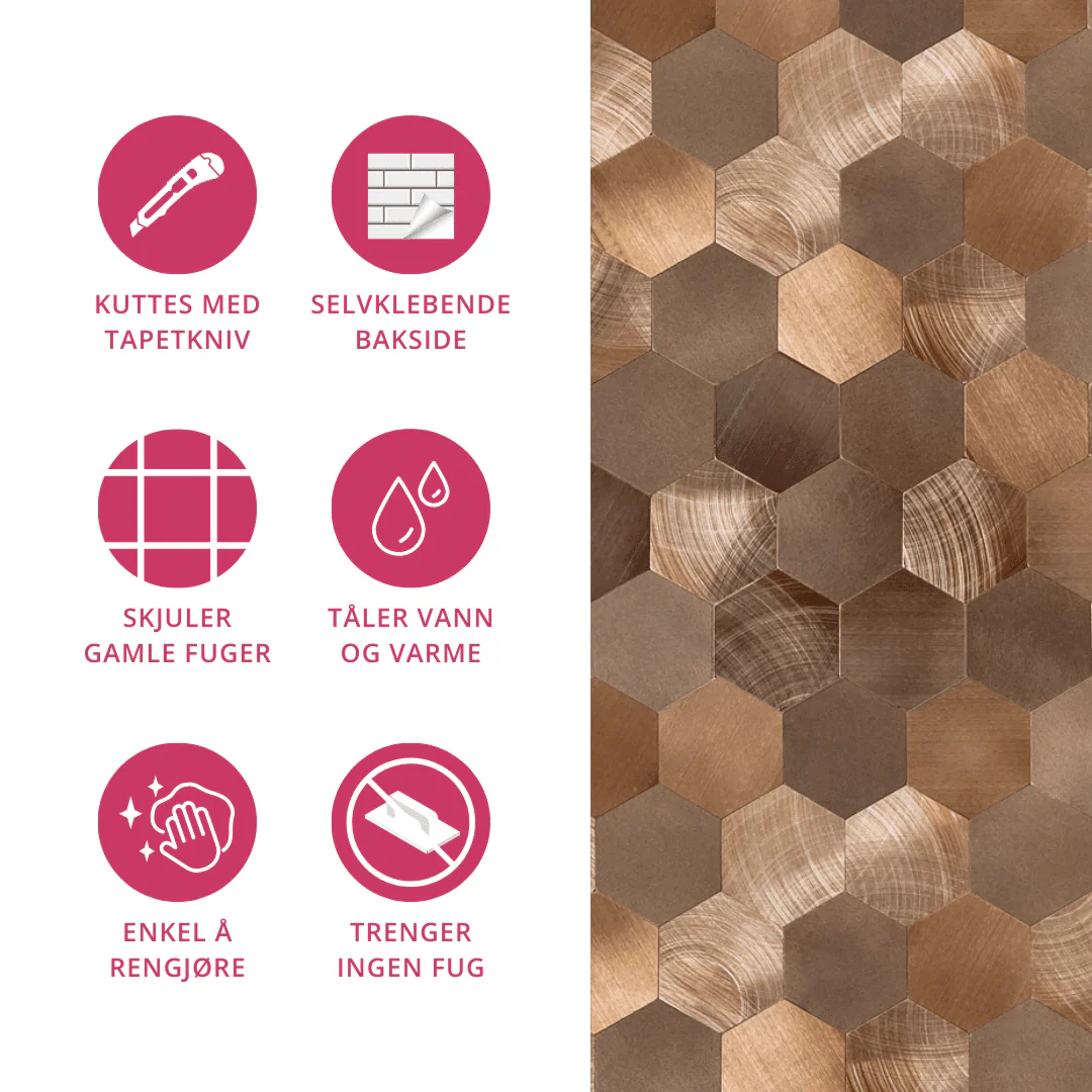 Vareprøve: Sofie hexagon selvklebende veggfliser - Image 3