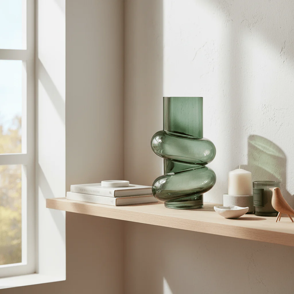 Vase rund flaskegrønn 16 x 26 cm - Image 5