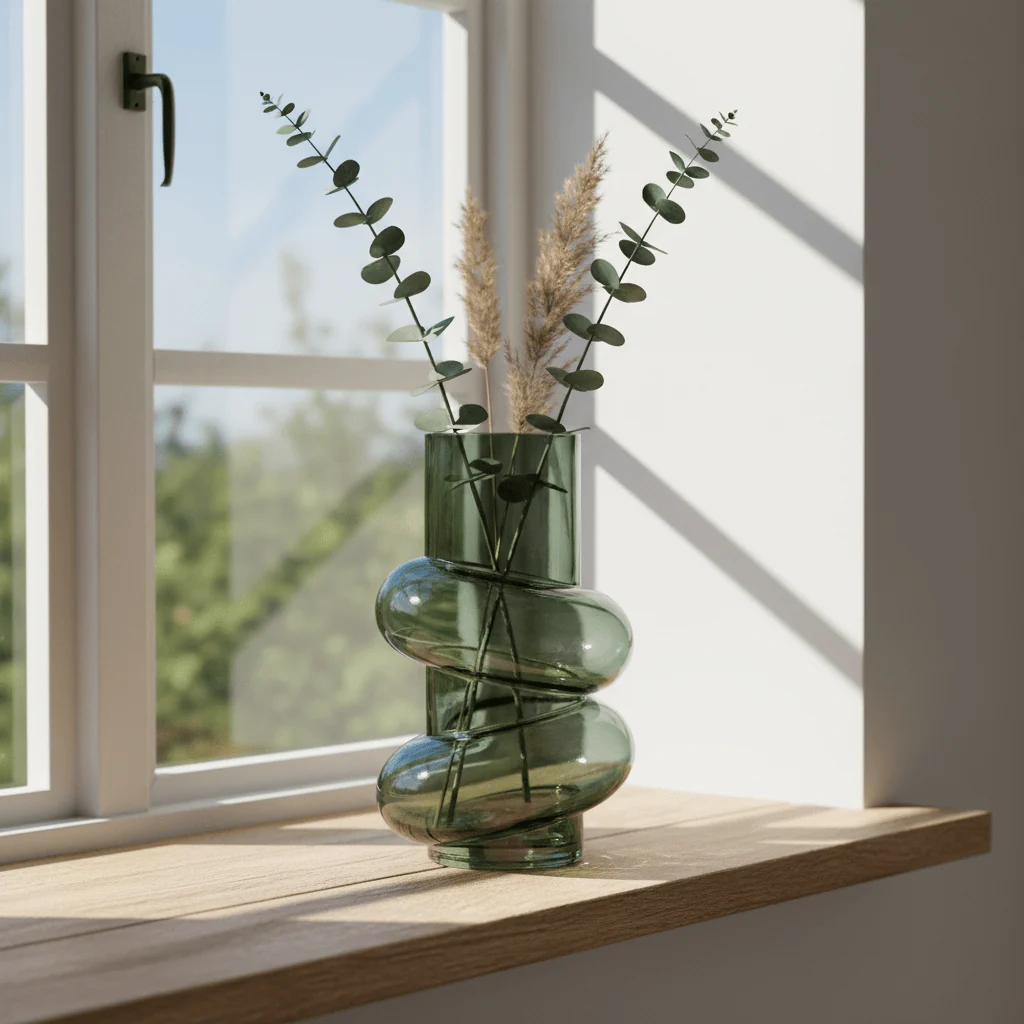 Vase rund flaskegrønn 16 x 26 cm - Image 7