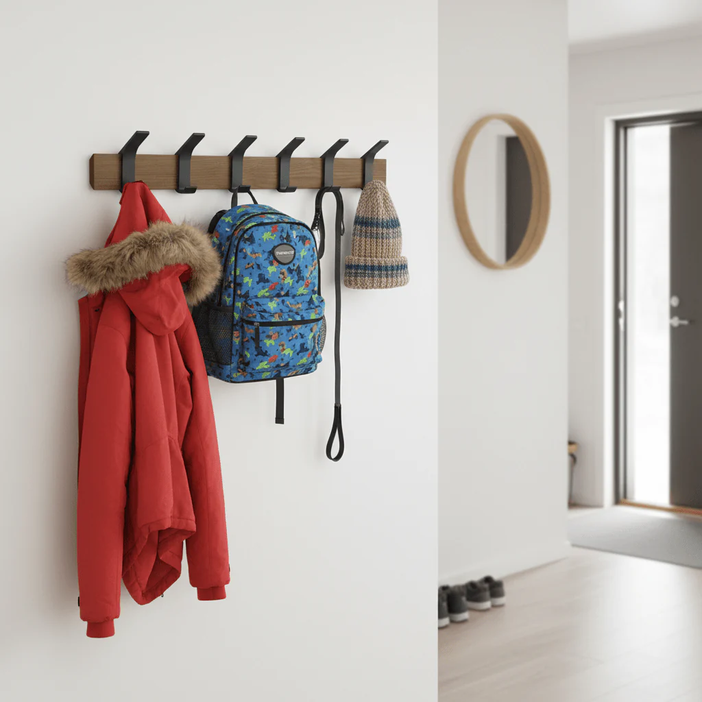 Veggmontert knaggrekke brun 50 x 10 cm