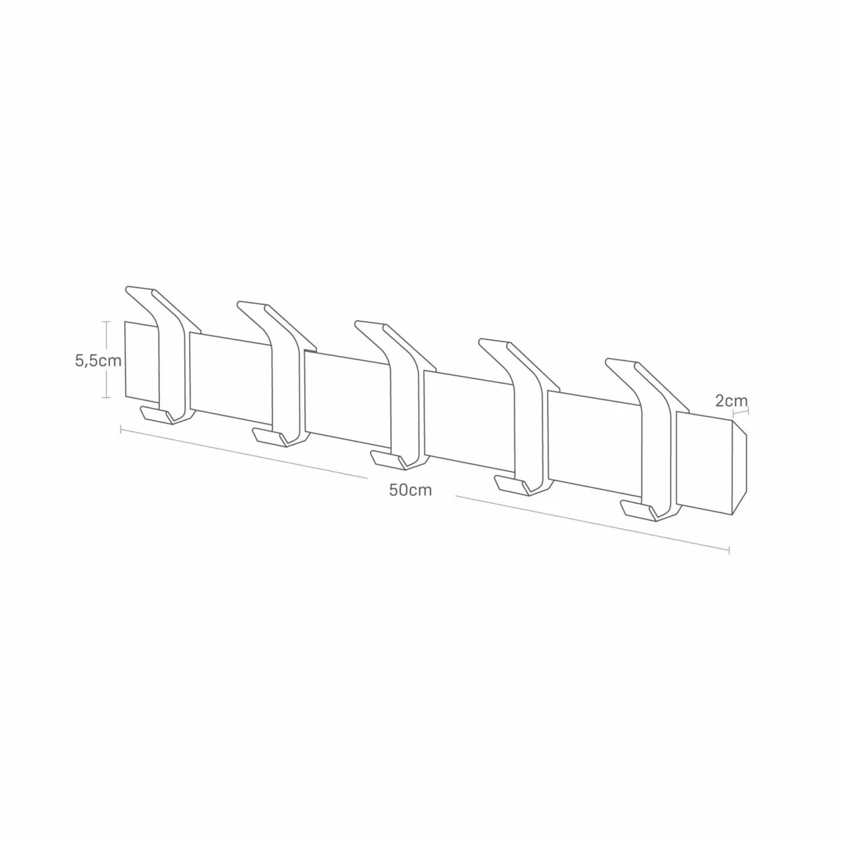 Veggmontert knaggrekke brun 50 x 10 cm - Image 4