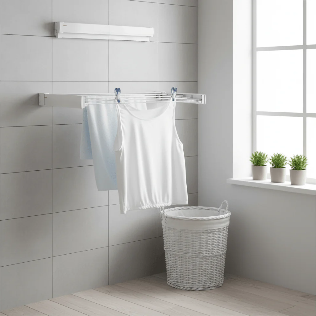 Veggmontert tørkestativ Hvit 72 cm
