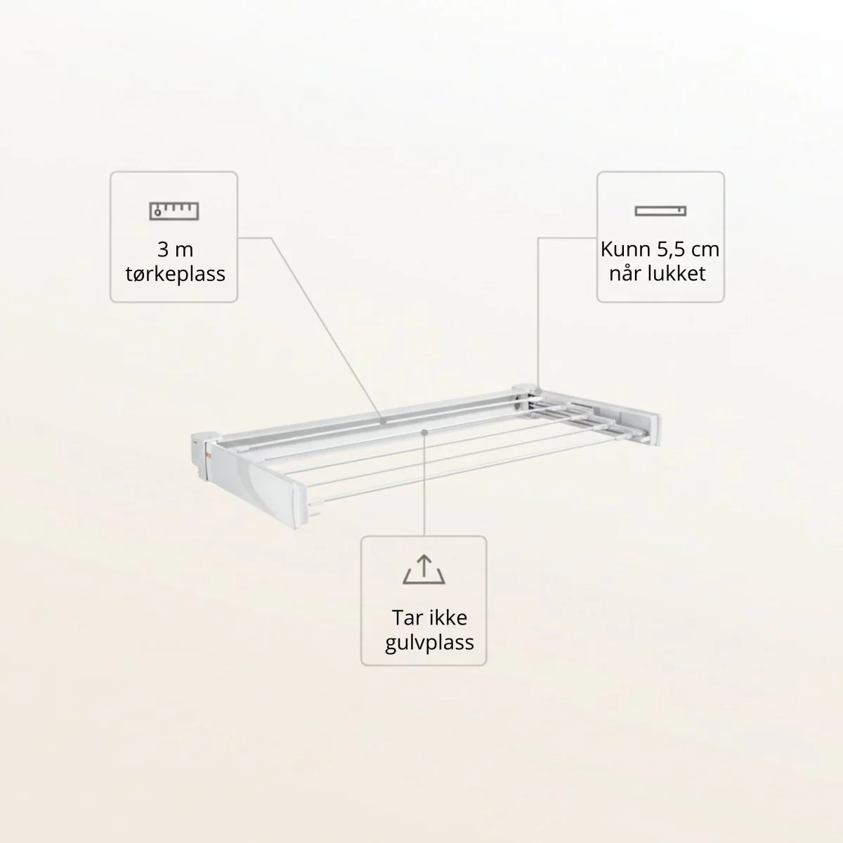 Veggmontert tørkestativ Hvit 72 cm - Image 4
