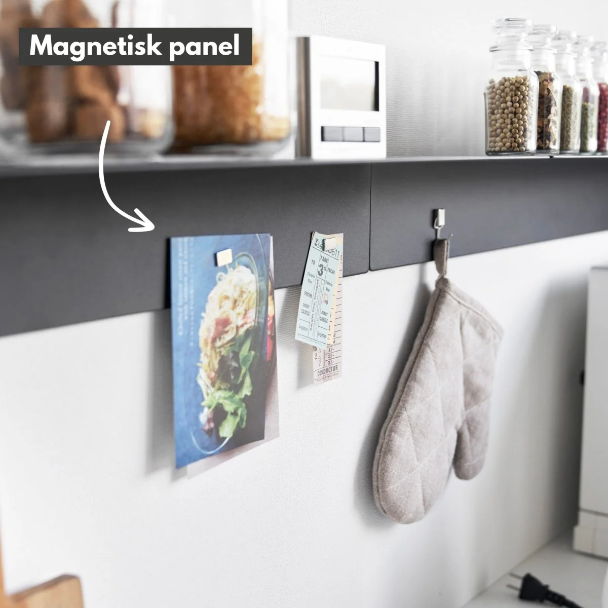 Vegghylle i sort metall 90 x 9 cm - Image 3