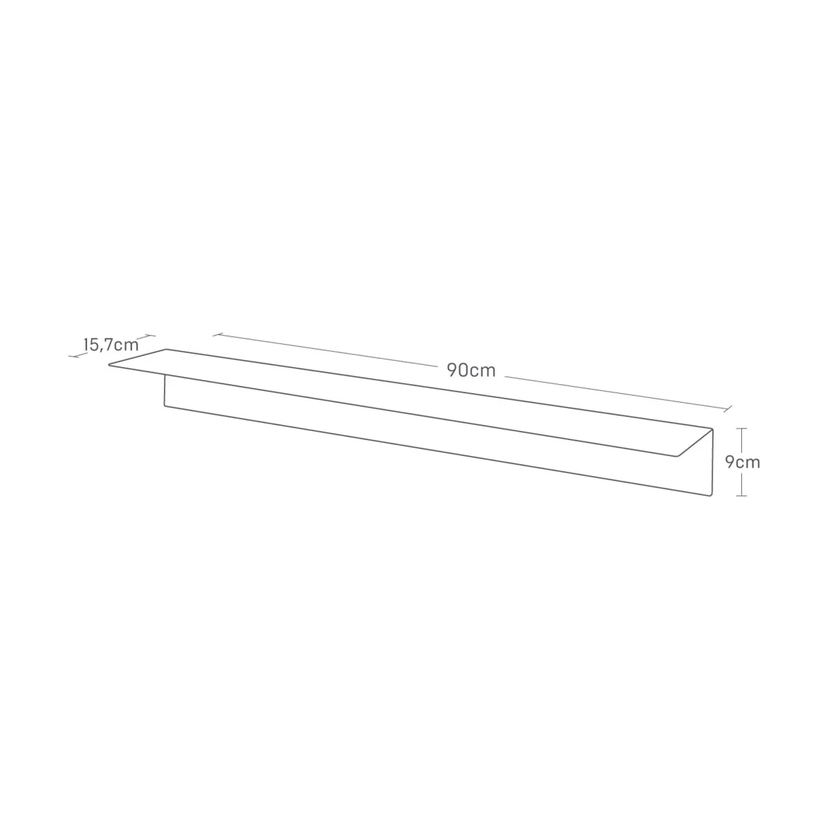 Vegghylle i sort metall 90 x 9 cm - Image 7