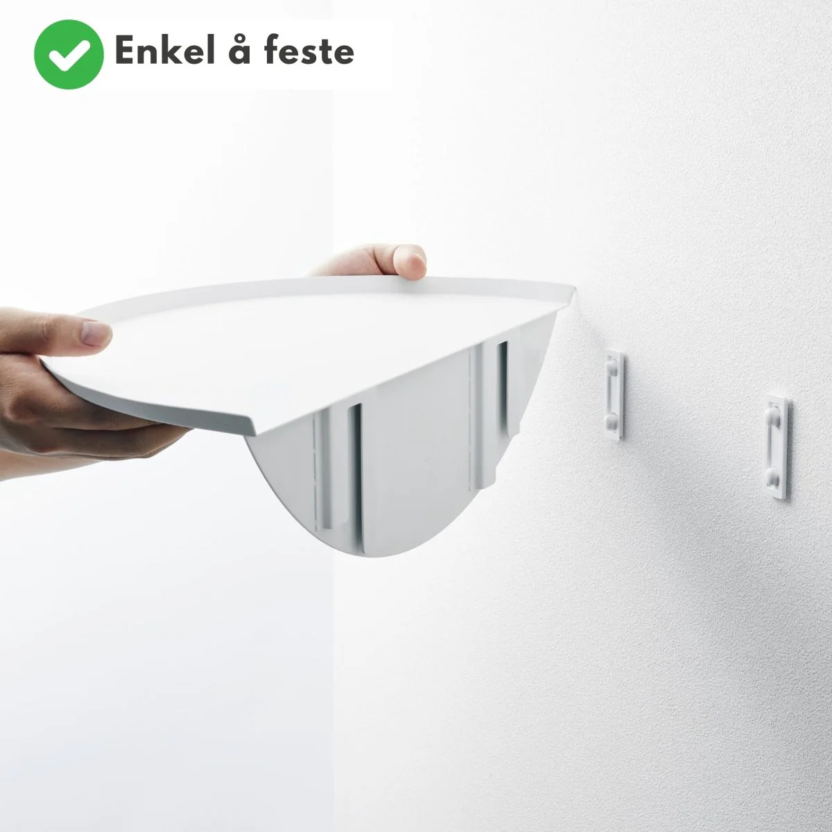 Vegghylle halvrund hvit 40 cm - Image 3