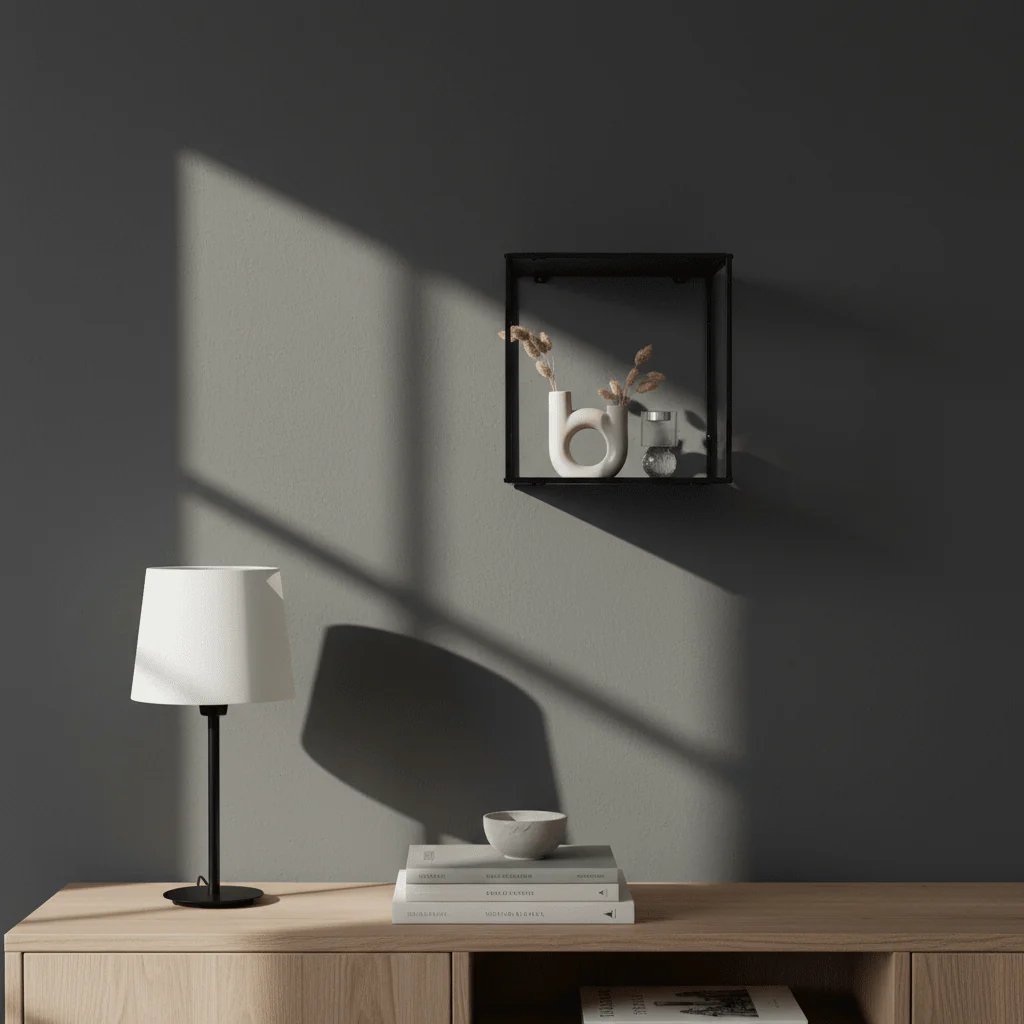 Vita vegghylle svart sort ramme 36 x 36 cm - Image 3
