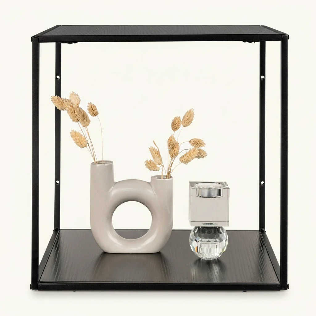Vita vegghylle svart sort ramme 36 x 36 cm - Image 7